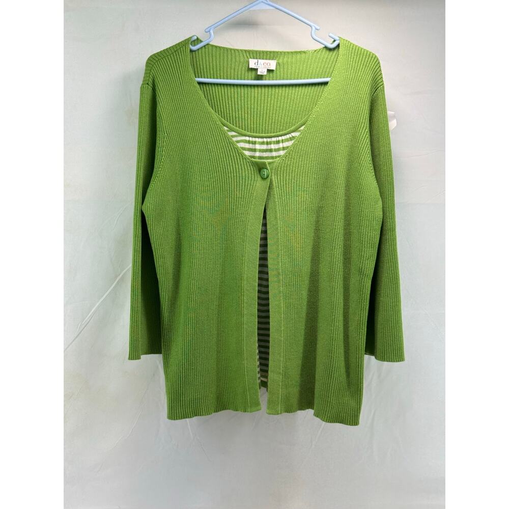 Denim and Company 90s green striped women’s large sweater
